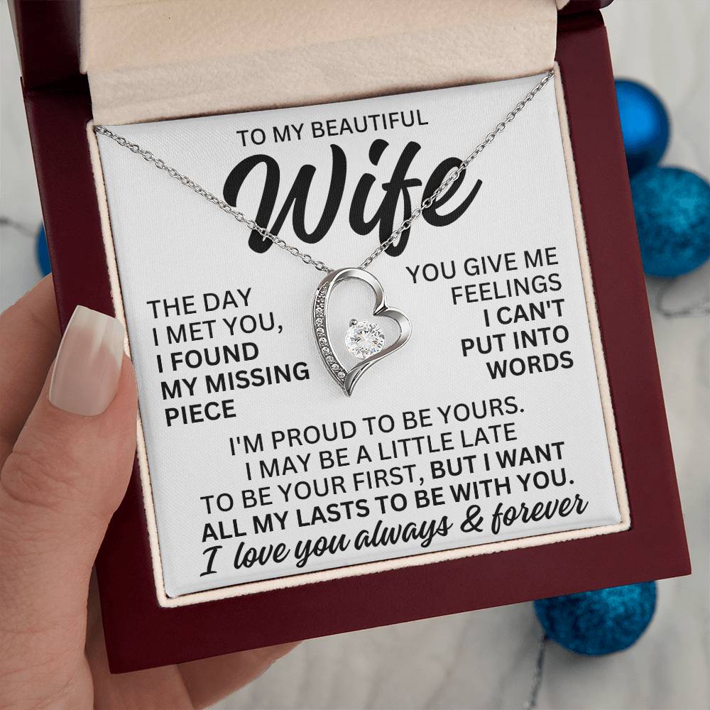 To My Beautiful Wife "I Found My Missing Piece" Forever Love Necklace LS080