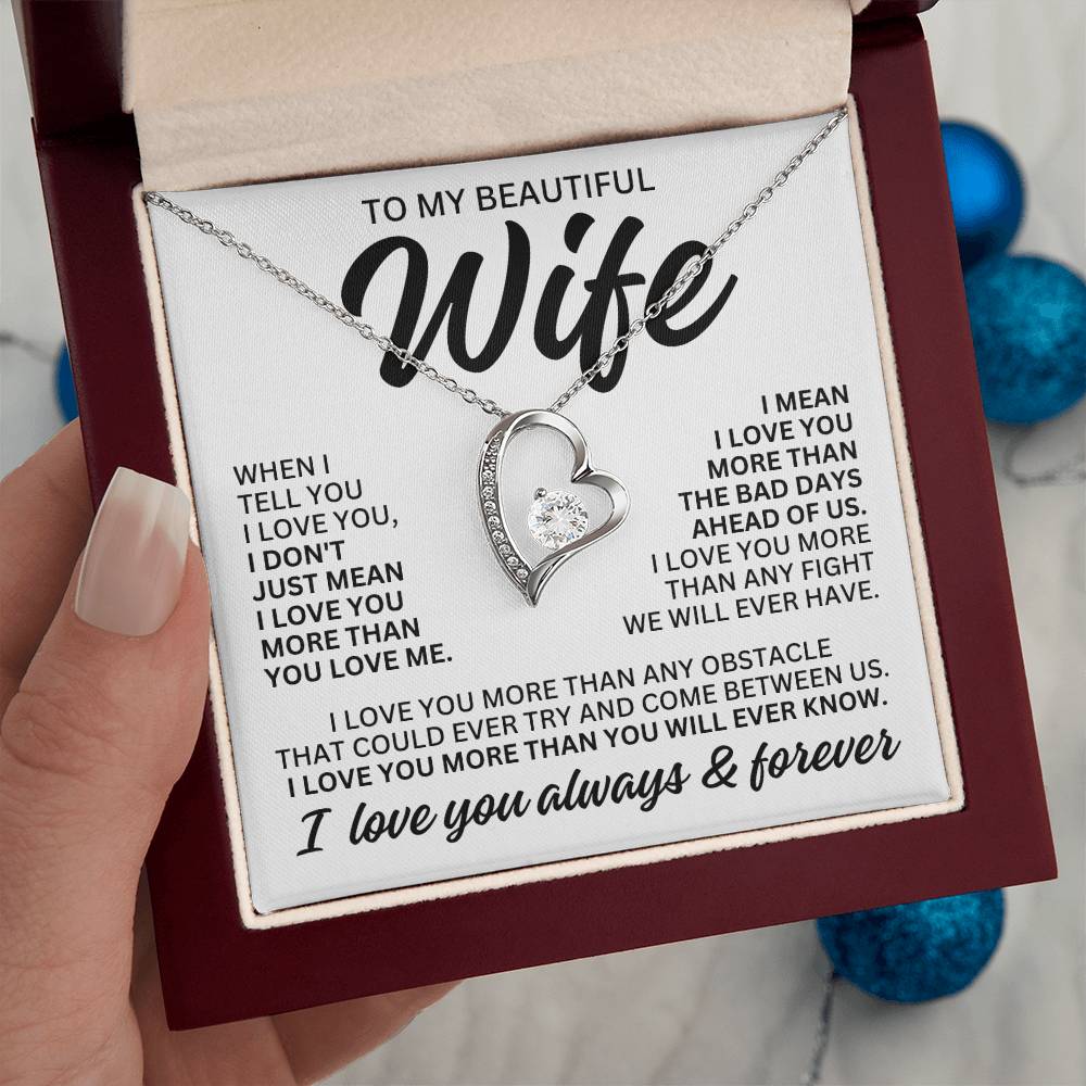 To My Beautiful Wife "When I Tell You" Forever Love Necklace LS083