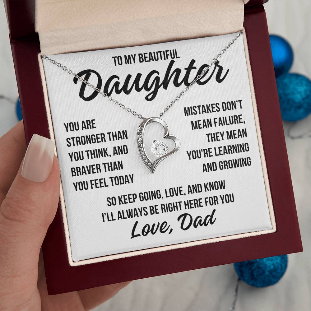 To My Beautiful Daughter "You Are Stronger..." Forever Love Necklace LS061
