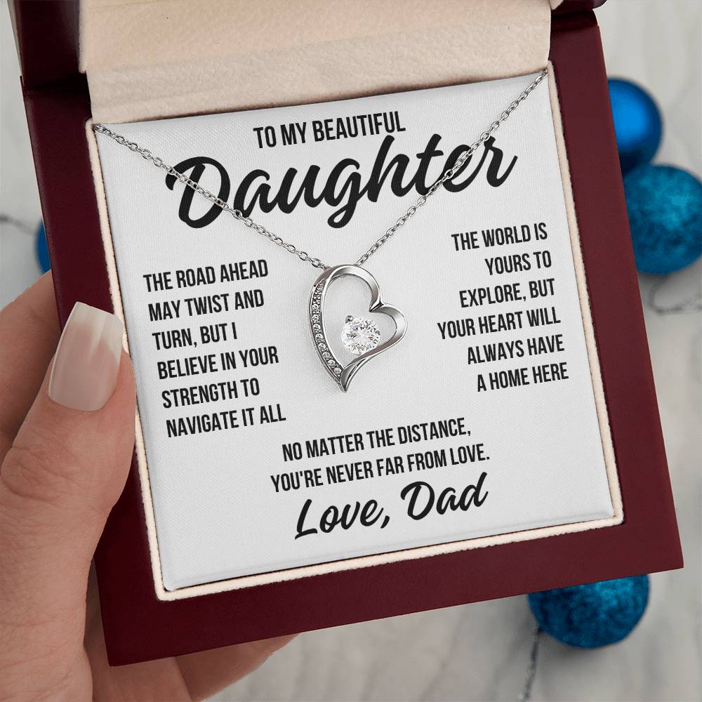 To My Beautiful Daughter "The World Is Yours" Forever Love Necklace LS053