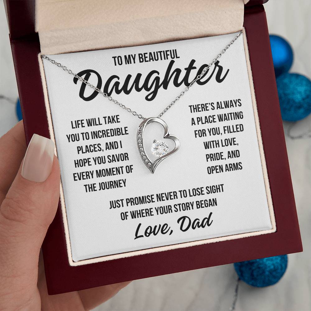 To My Beautiful Daughter "Incredible Places" Forever Love Necklace LS049