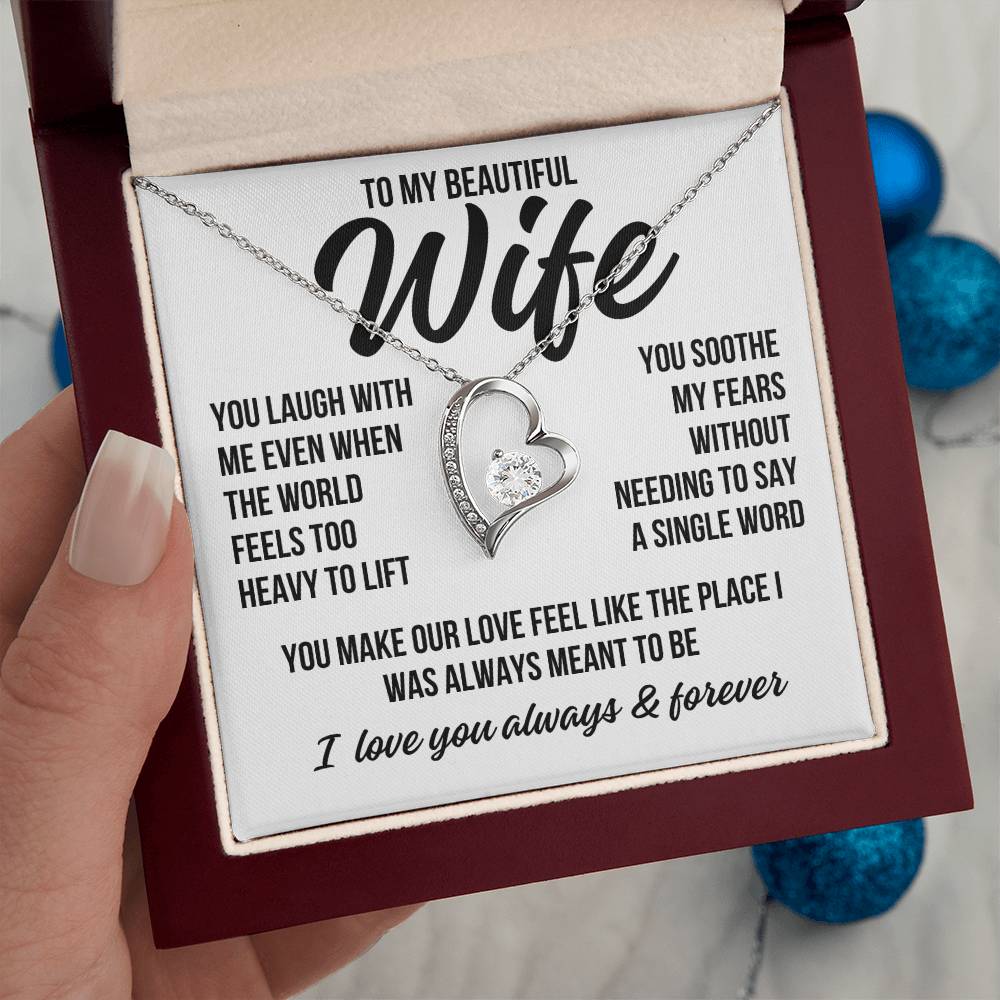 To My Beautiful Wife "You Laugh With Me..." Forever Love Necklace LS074