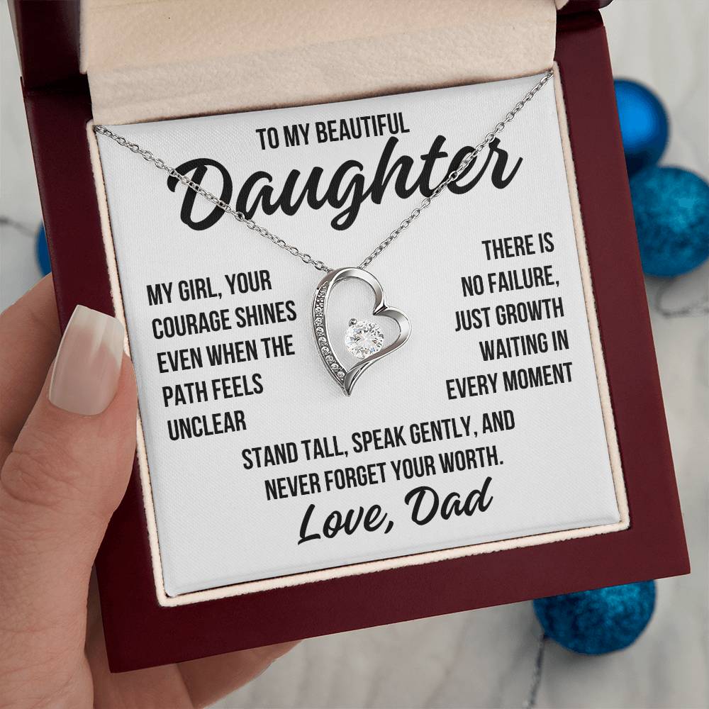 To My Beautiful Daughter "Your Courage Shines..." Forever Love Necklace LS073