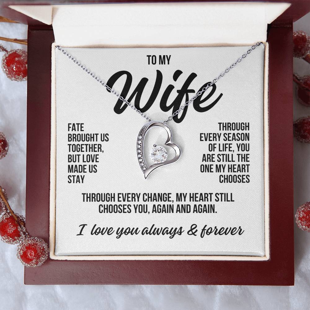 To My Wife "Fate Brought Us Together" Forever Love Necklace LS048