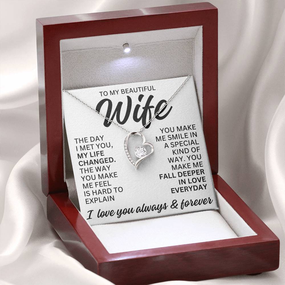 To My Beautiful Wife "The Day I Met You" Forever Love Necklace LS082
