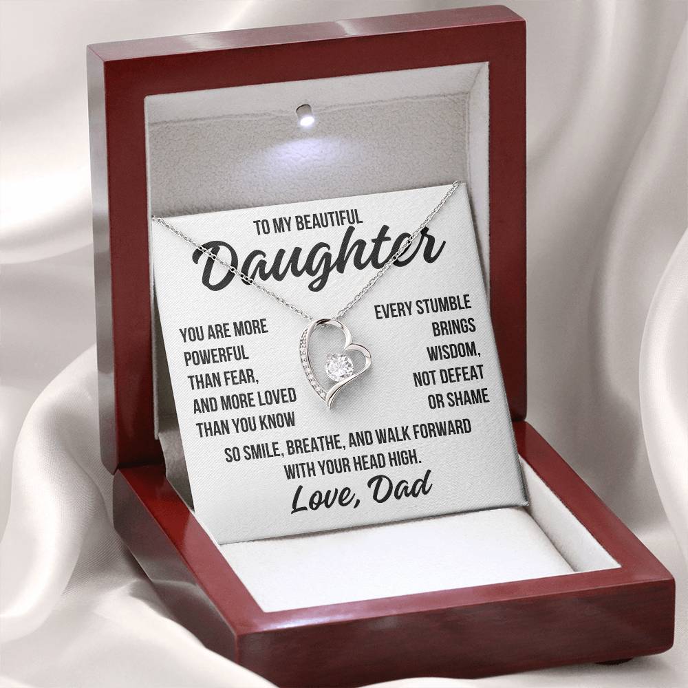 To My Beautiful Daughter "You Are More Powerful..." Forever Love Necklace LS069