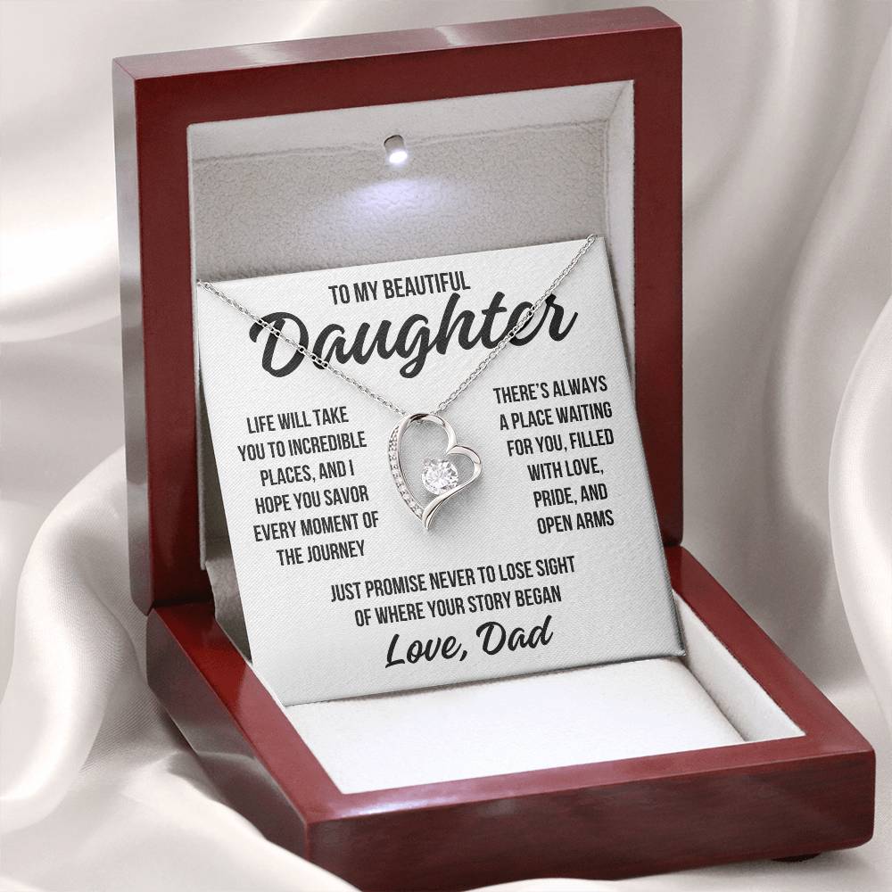To My Beautiful Daughter "Incredible Places" Forever Love Necklace LS049