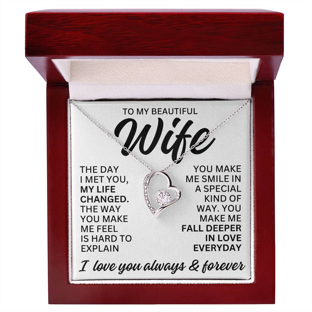To My Beautiful Wife "The Day I Met You" Forever Love Necklace LS082