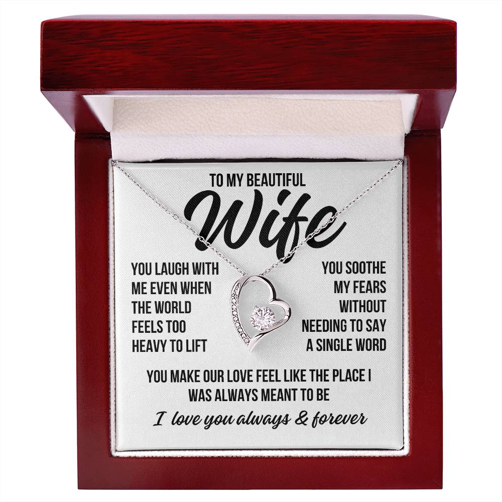 To My Beautiful Wife "You Laugh With Me..." Forever Love Necklace LS074