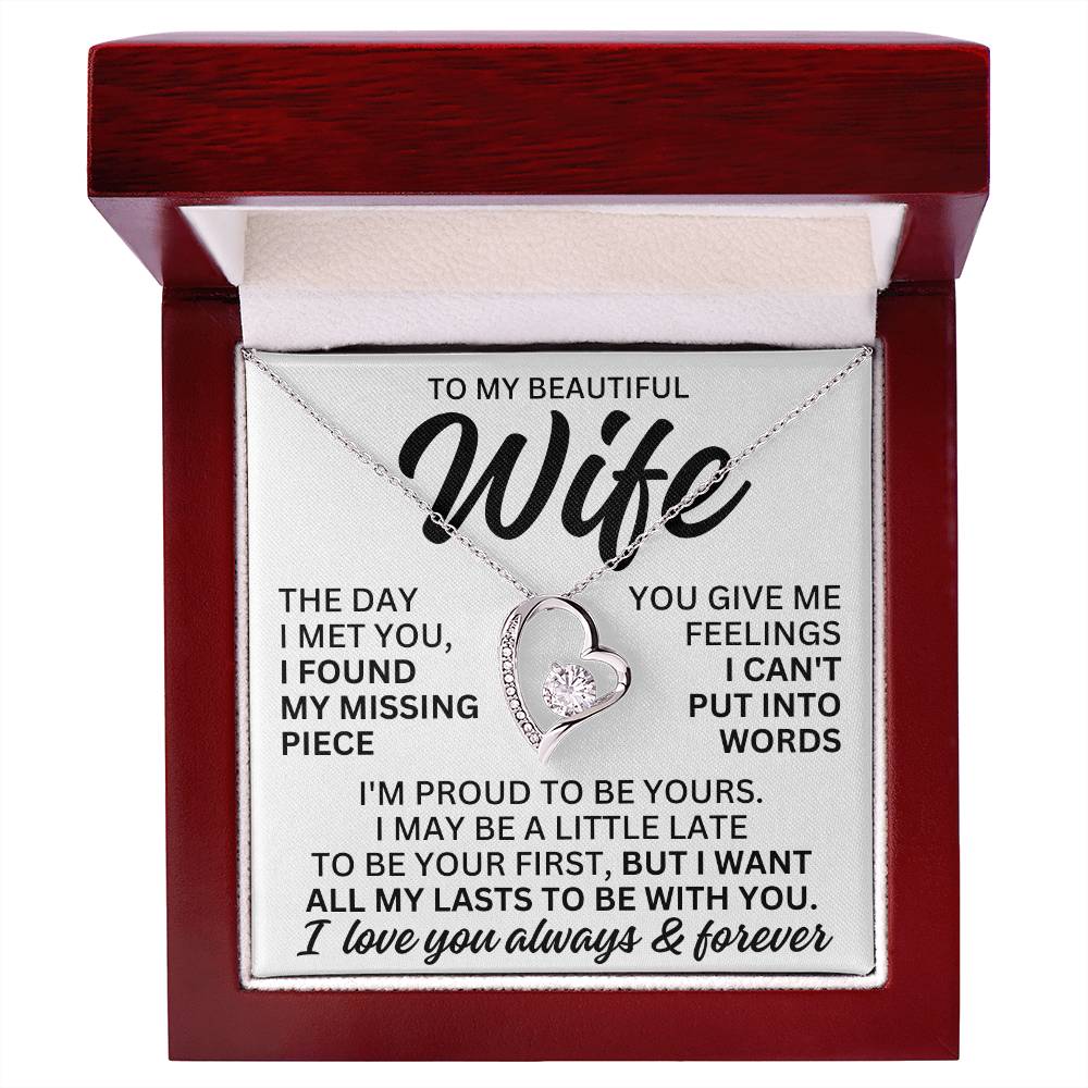 To My Beautiful Wife "I Found My Missing Piece" Forever Love Necklace LS080
