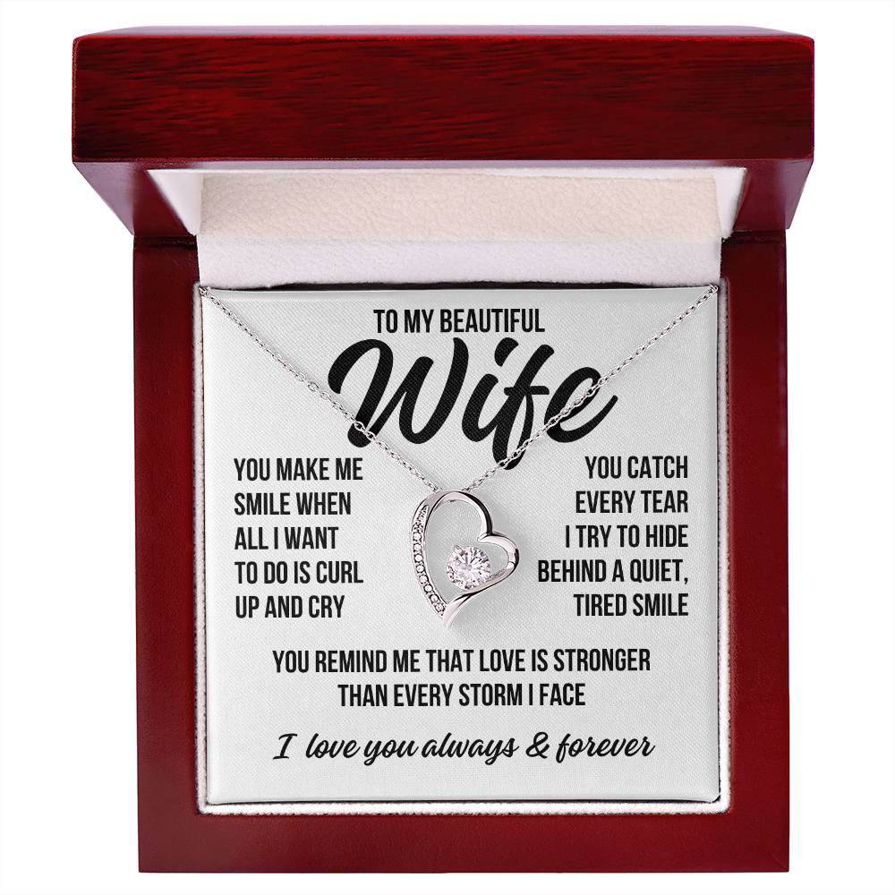 To My Beautiful Wife "You Make Me Smile..." Forever Love Necklace LS070