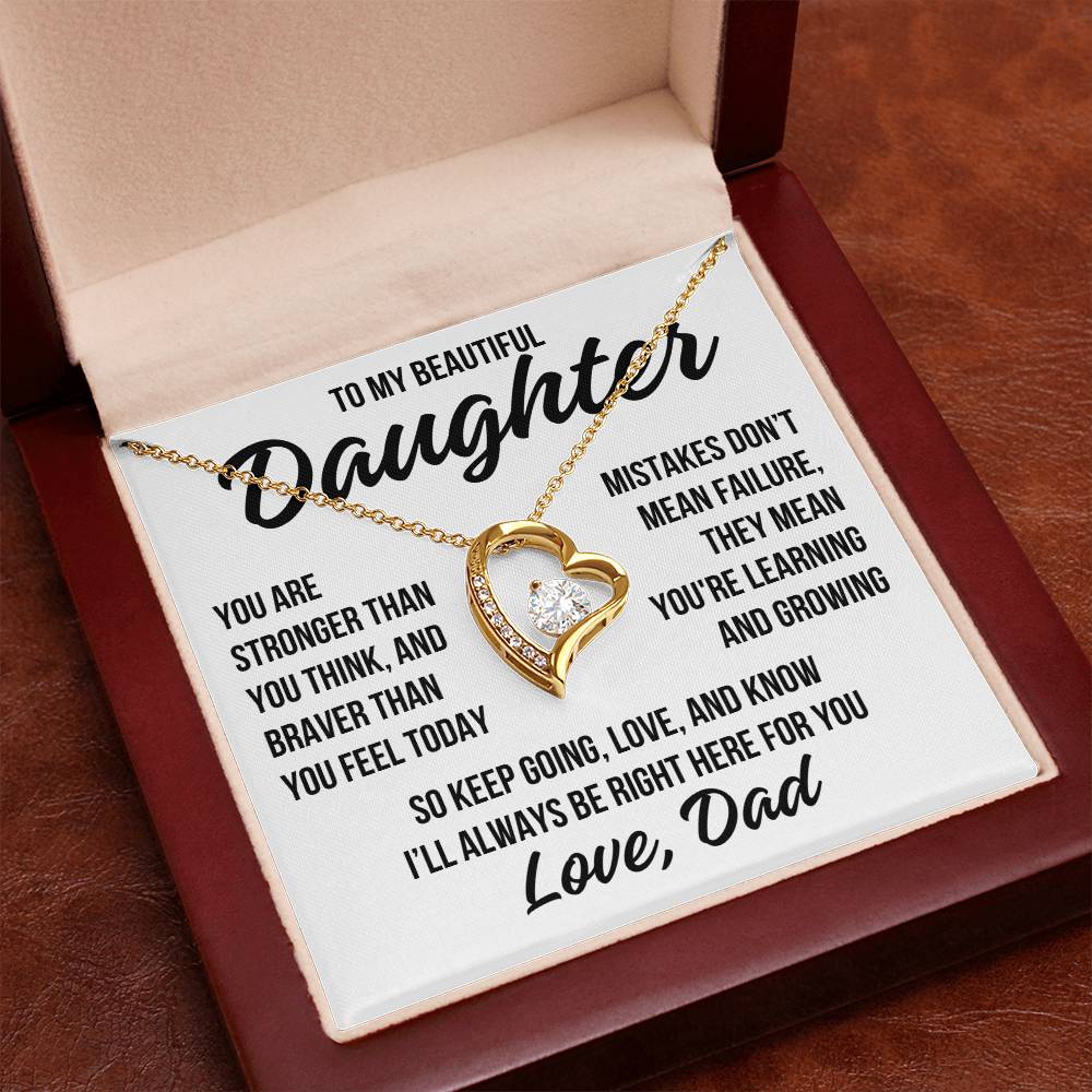 To My Beautiful Daughter "You Are Stronger..." Forever Love Necklace LS061