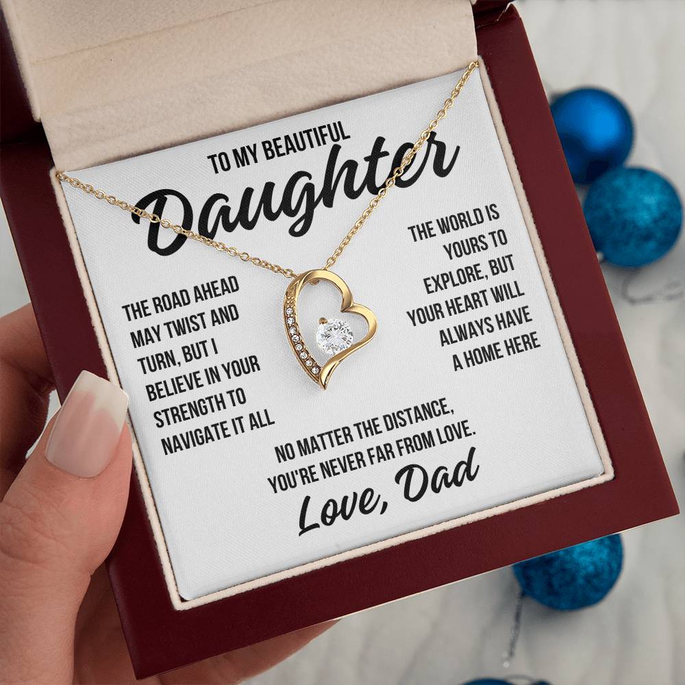 To My Beautiful Daughter "The World Is Yours" Forever Love Necklace LS053