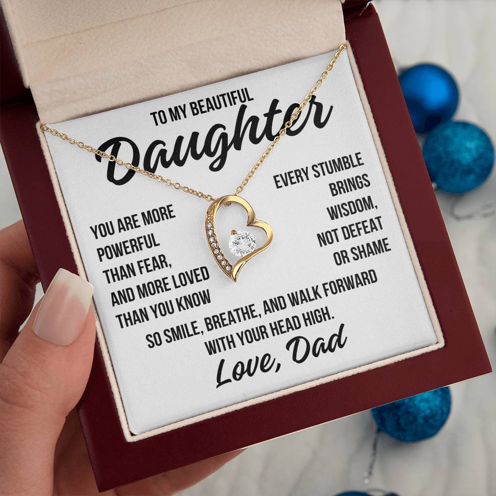 To My Beautiful Daughter "You Are More Powerful..." Forever Love Necklace LS069