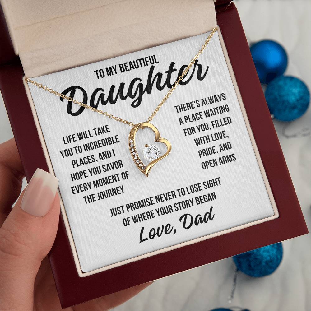 To My Beautiful Daughter "Incredible Places" Forever Love Necklace LS049