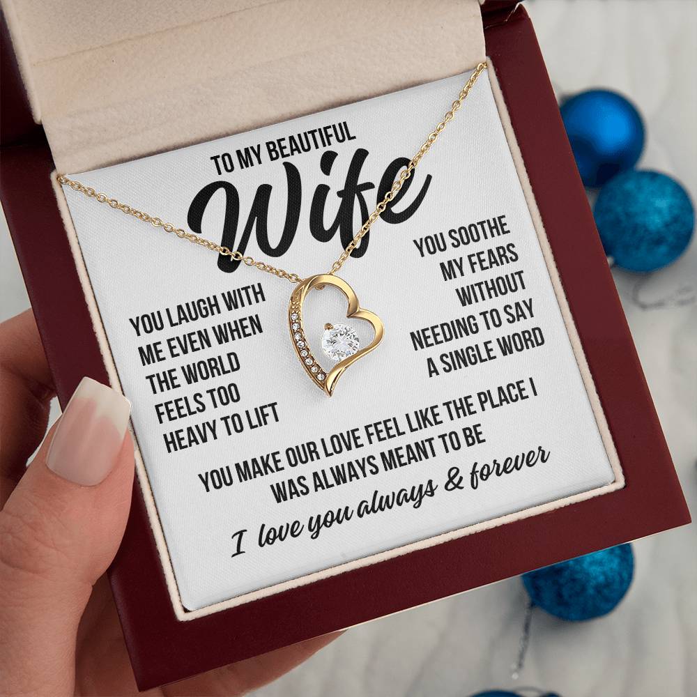 To My Beautiful Wife "You Laugh With Me..." Forever Love Necklace LS074