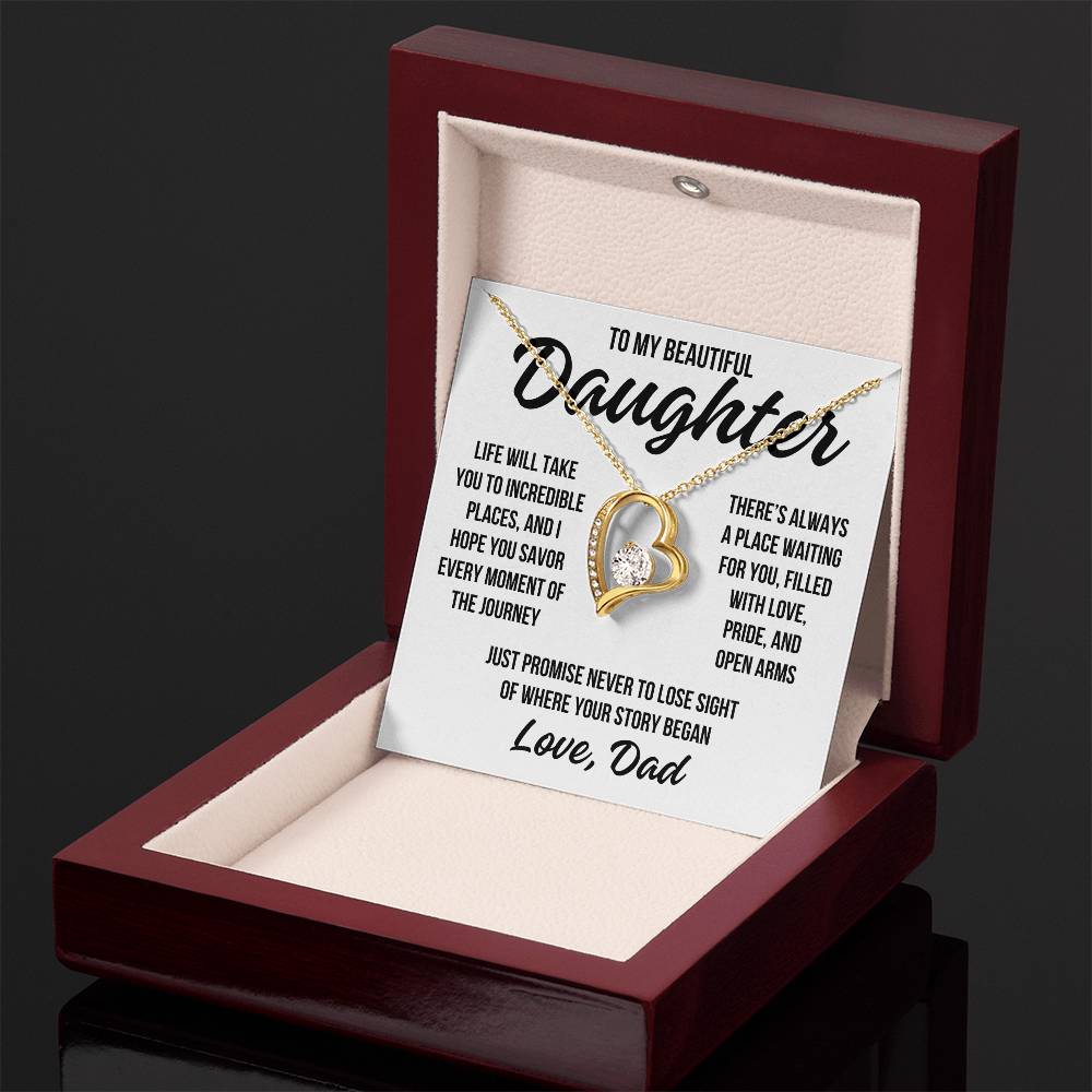 To My Beautiful Daughter "Incredible Places" Forever Love Necklace LS049