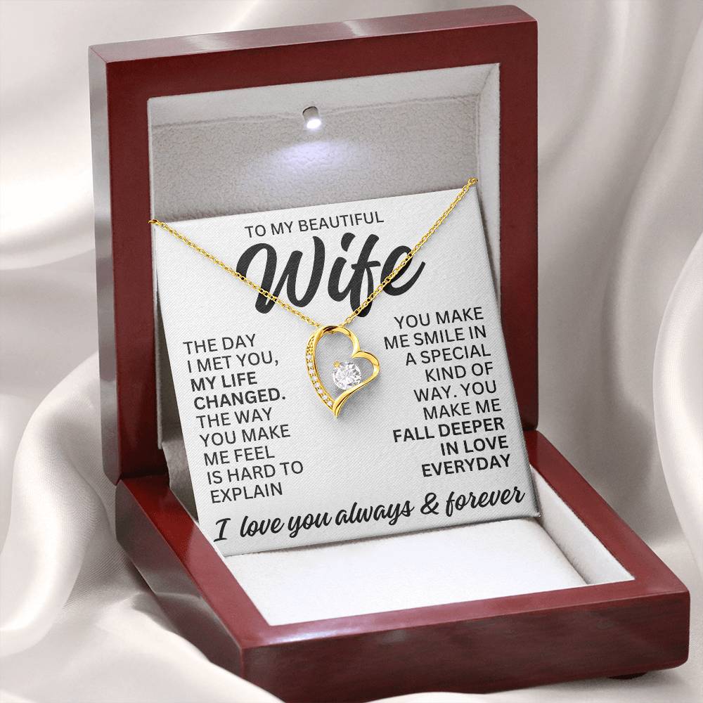 To My Beautiful Wife "The Day I Met You" Forever Love Necklace LS082