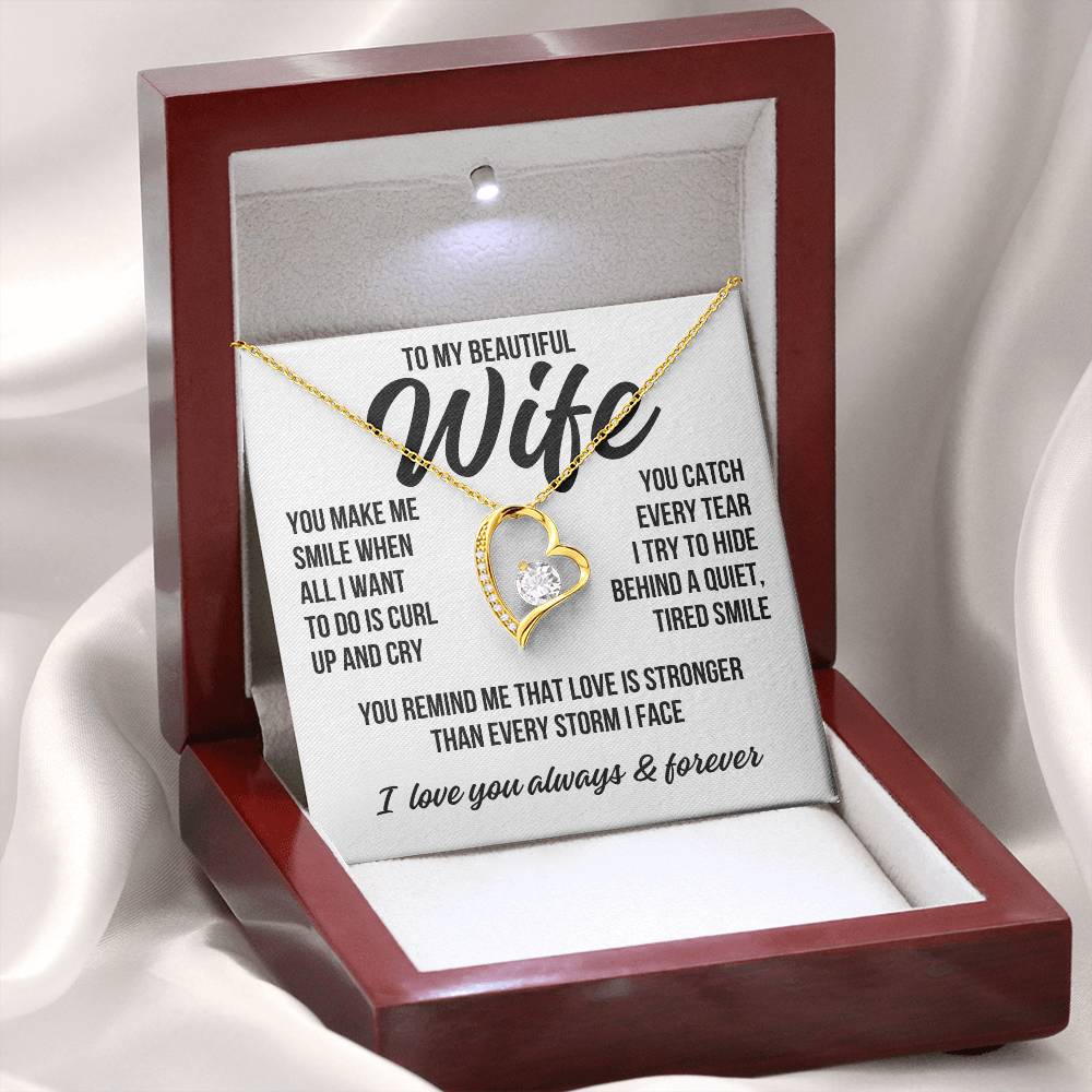 To My Beautiful Wife "You Make Me Smile..." Forever Love Necklace LS070