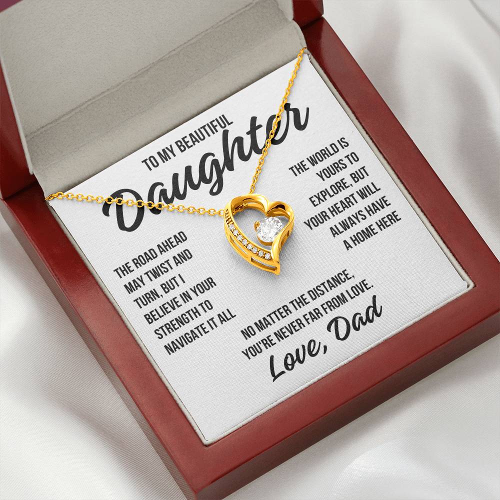 To My Beautiful Daughter "The World Is Yours" Forever Love Necklace LS053