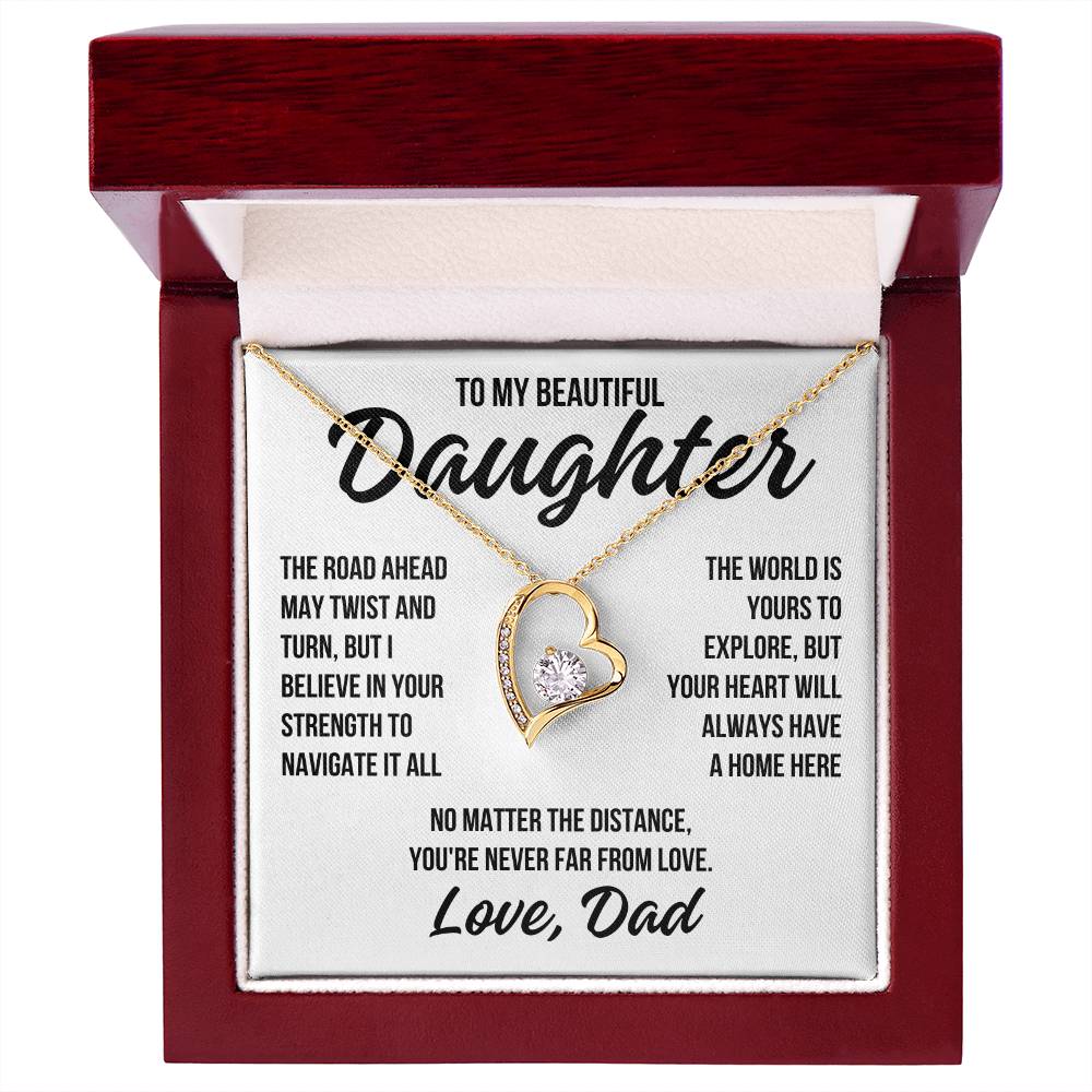 To My Beautiful Daughter "The World Is Yours" Forever Love Necklace LS053