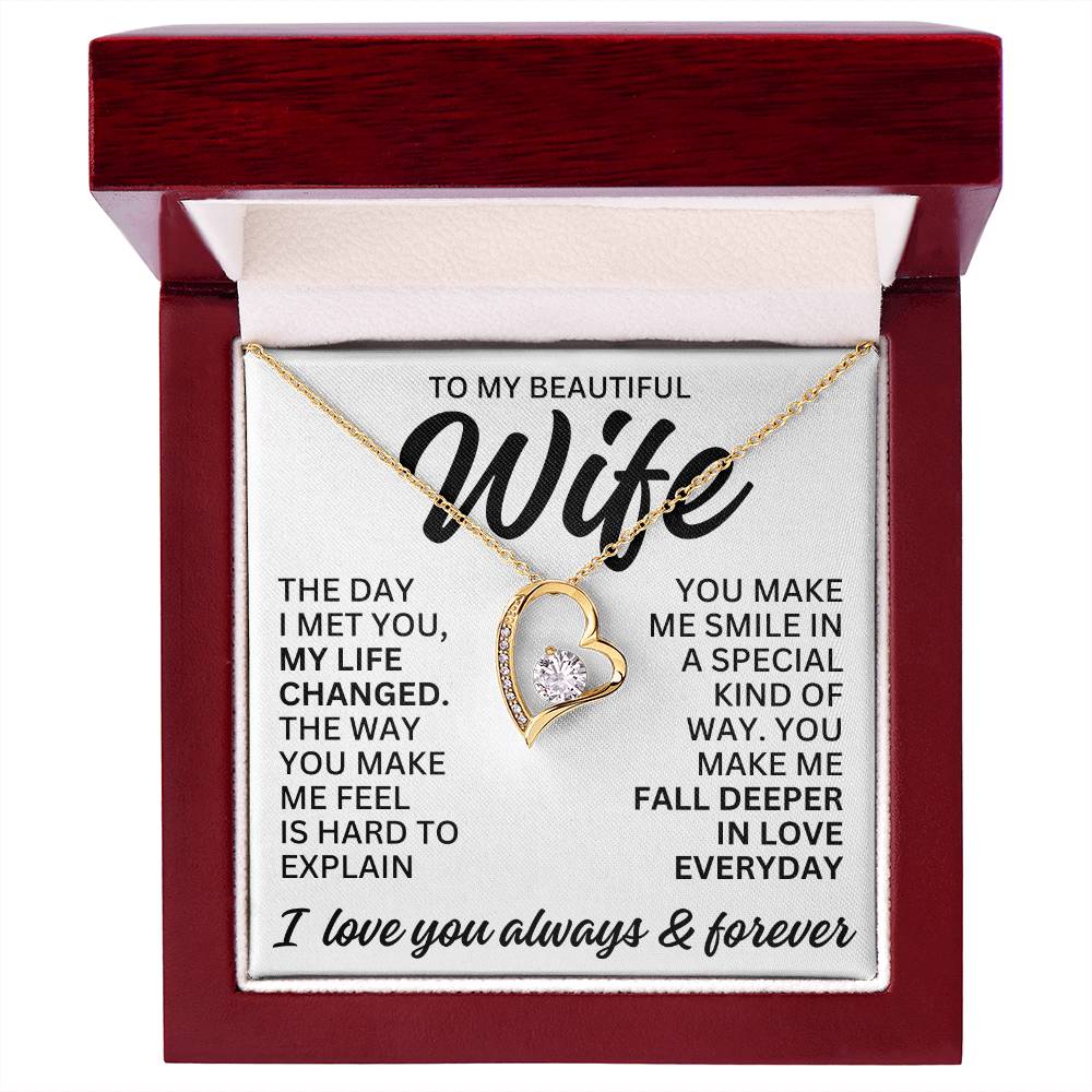 To My Beautiful Wife "The Day I Met You" Forever Love Necklace LS082