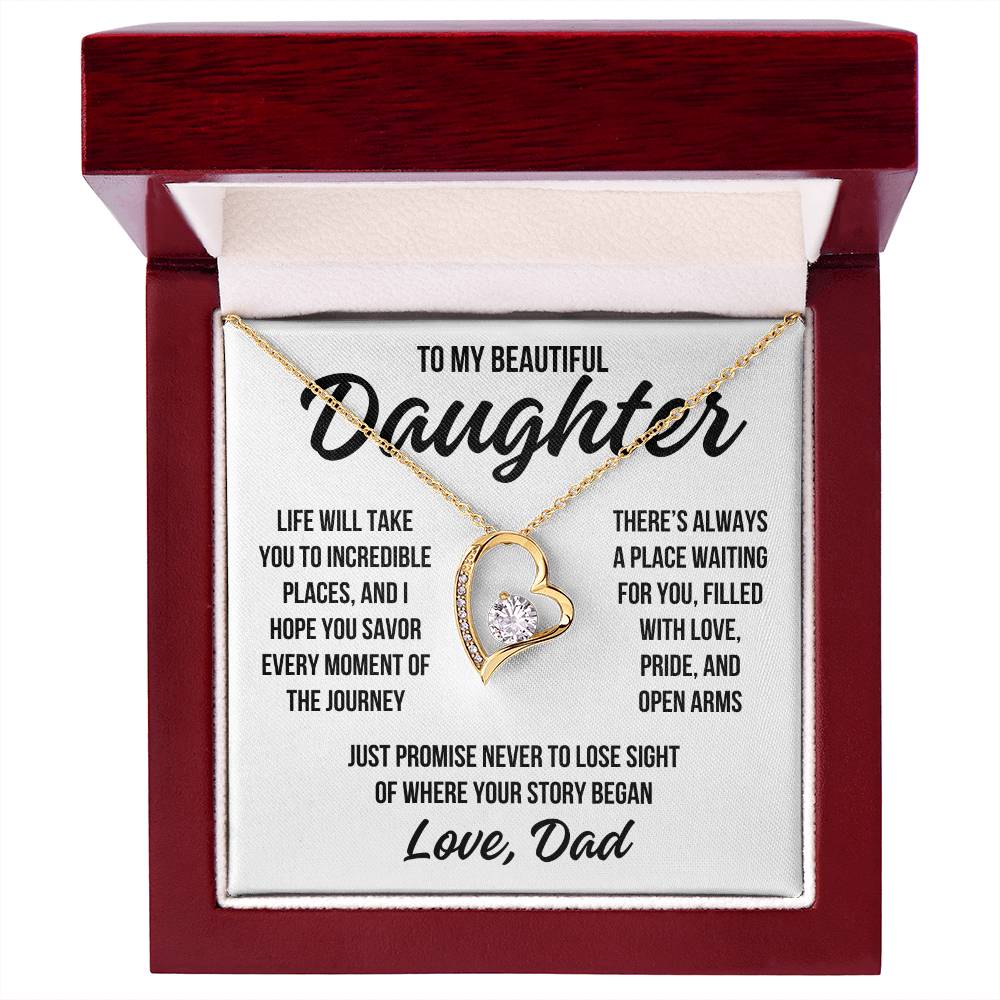 To My Beautiful Daughter "Incredible Places" Forever Love Necklace LS049