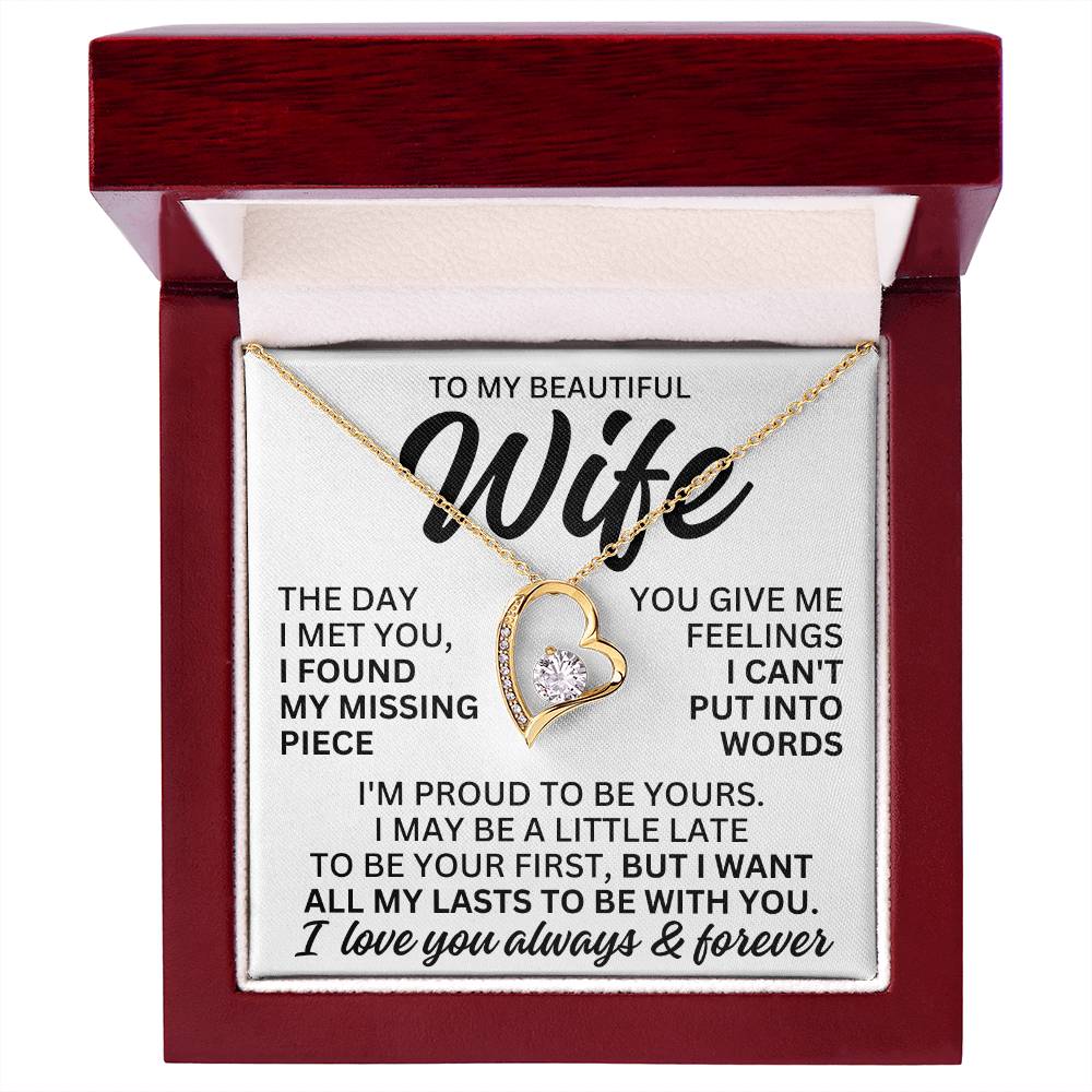 To My Beautiful Wife "I Found My Missing Piece" Forever Love Necklace LS080