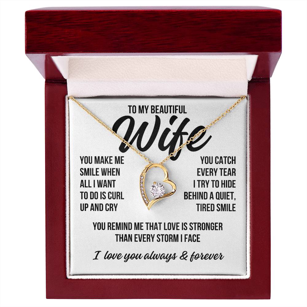 To My Beautiful Wife "You Make Me Smile..." Forever Love Necklace LS070