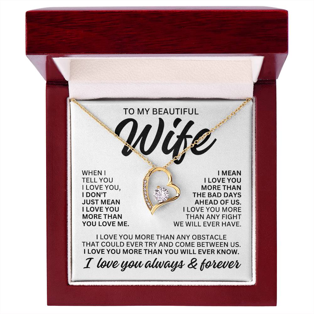 To My Beautiful Wife "When I Tell You" Forever Love Necklace LS083