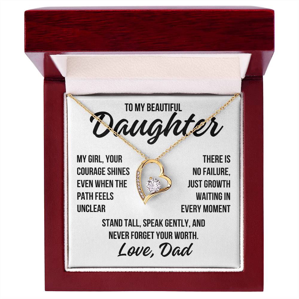 To My Beautiful Daughter "Your Courage Shines..." Forever Love Necklace LS073