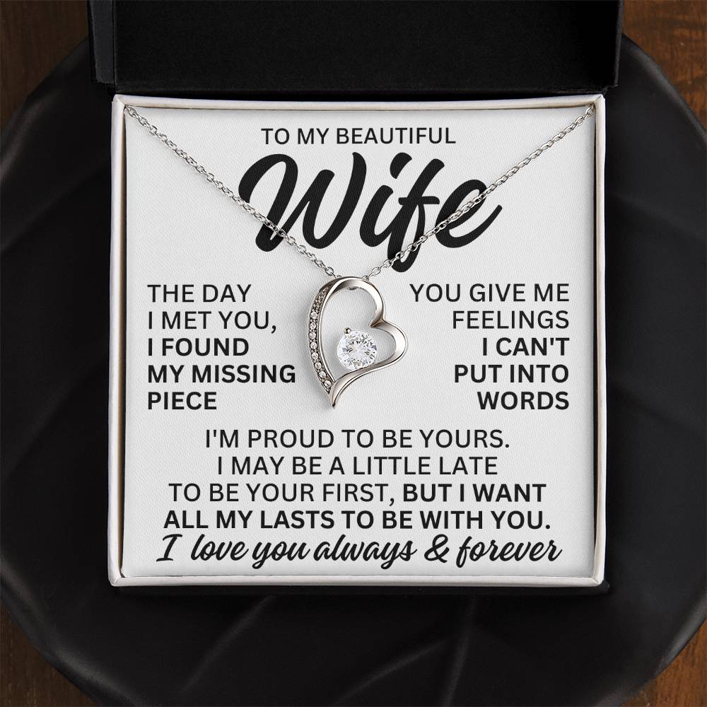 To My Beautiful Wife "I Found My Missing Piece" Forever Love Necklace LS080