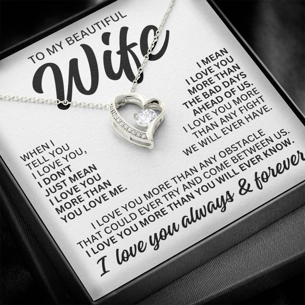 To My Beautiful Wife "When I Tell You" Forever Love Necklace LS083