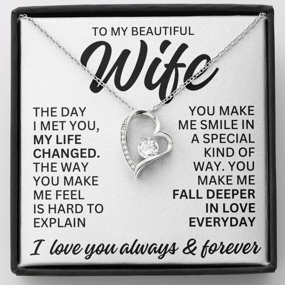 To My Beautiful Wife "The Day I Met You" Forever Love Necklace LS082