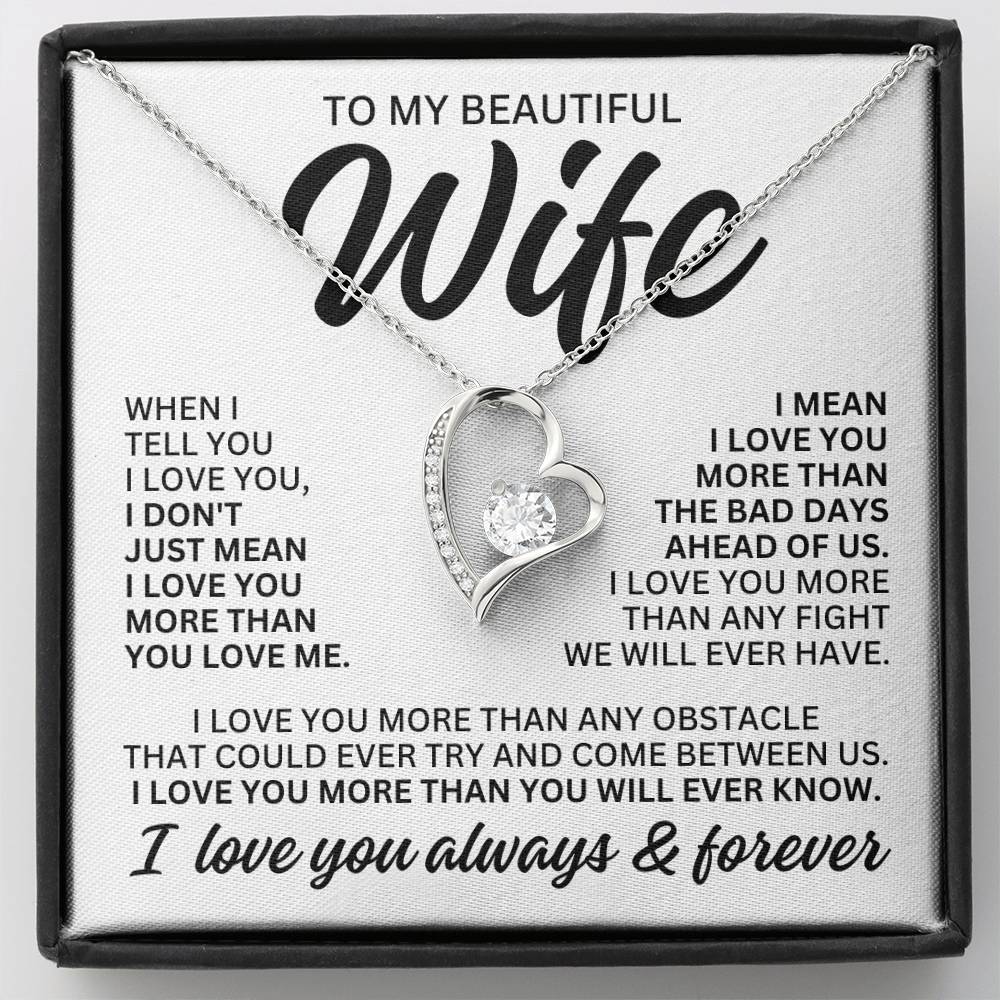 To My Beautiful Wife "When I Tell You" Forever Love Necklace LS083