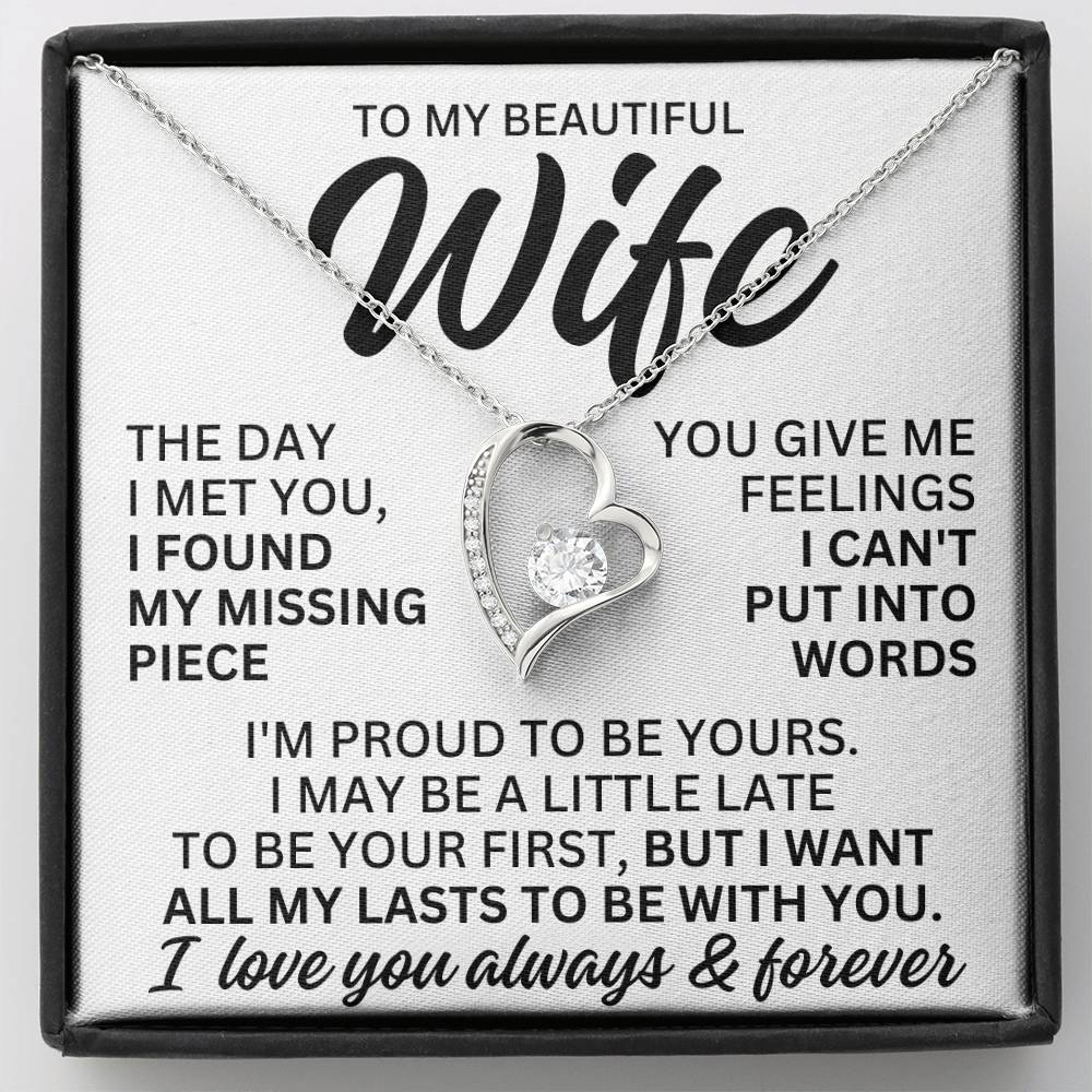 To My Beautiful Wife "I Found My Missing Piece" Forever Love Necklace LS080