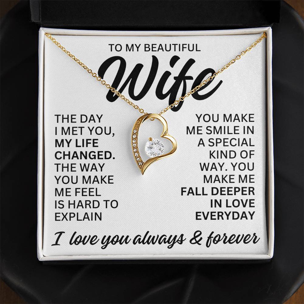 To My Beautiful Wife "The Day I Met You" Forever Love Necklace LS082