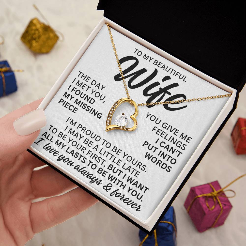 To My Beautiful Wife "I Found My Missing Piece" Forever Love Necklace LS080