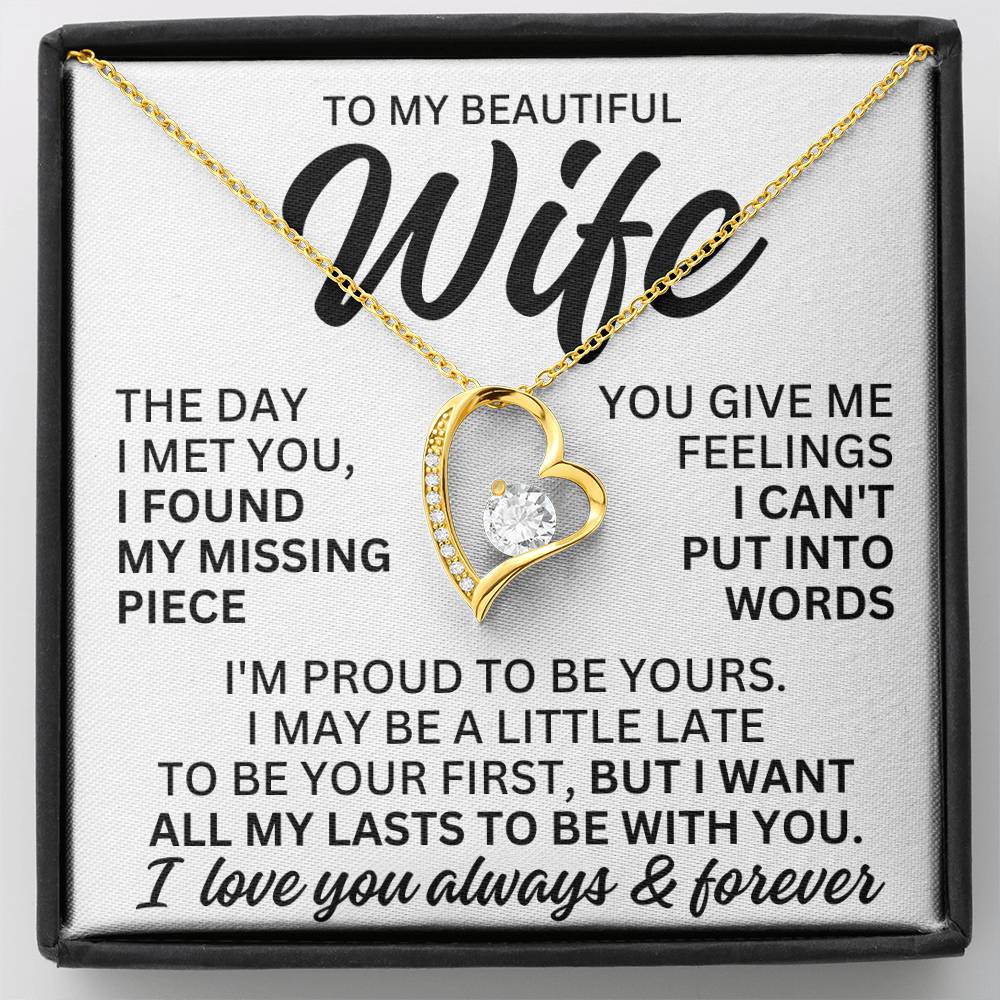 To My Beautiful Wife "I Found My Missing Piece" Forever Love Necklace LS080