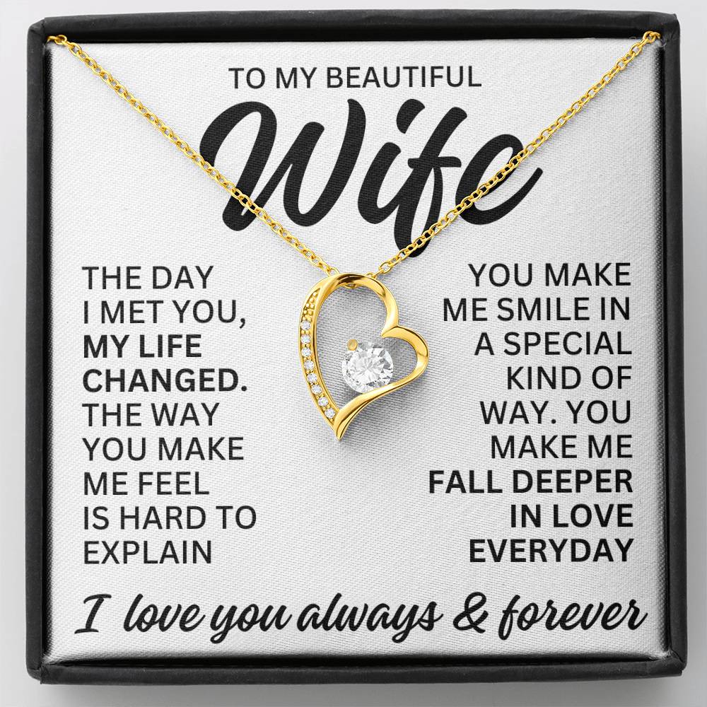 To My Beautiful Wife "The Day I Met You" Forever Love Necklace LS082