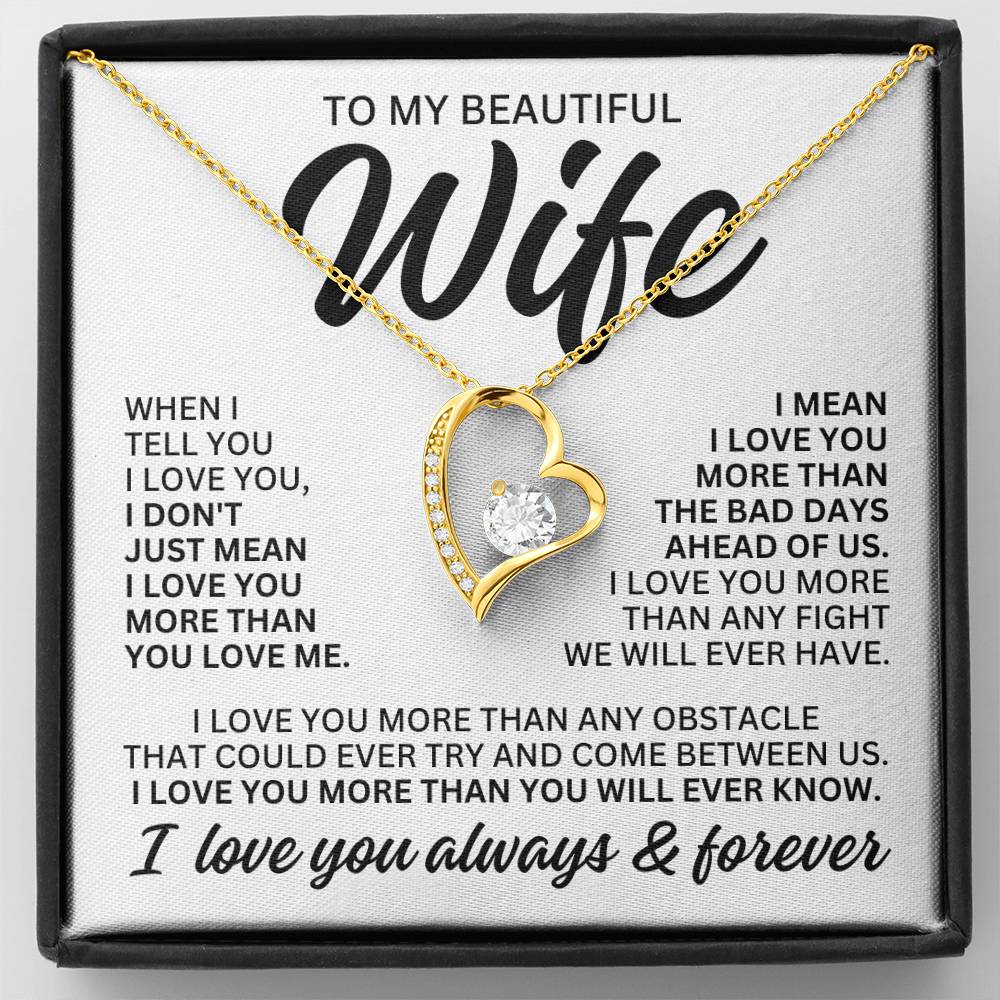 To My Beautiful Wife "When I Tell You" Forever Love Necklace LS083