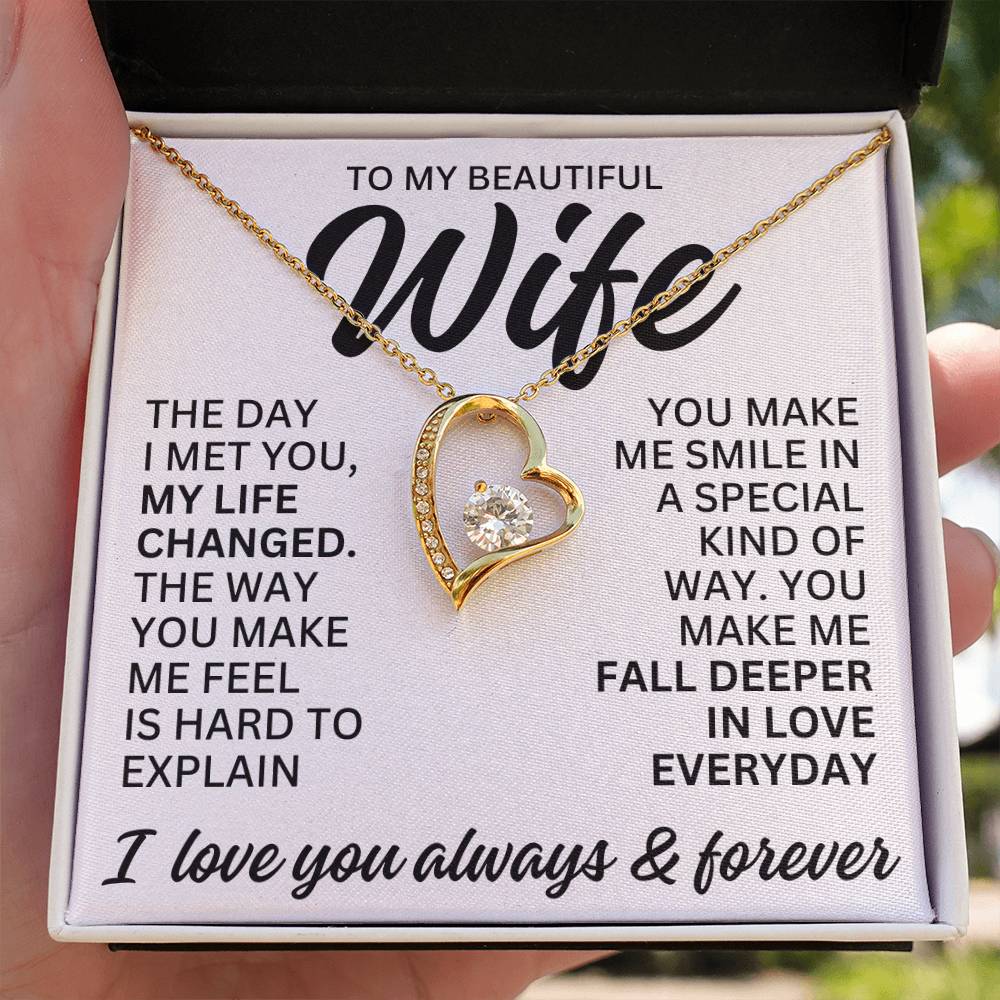 To My Beautiful Wife "The Day I Met You" Forever Love Necklace LS082