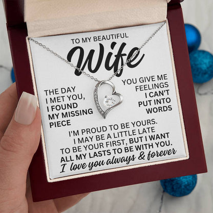 To My Beautiful Wife "I Found My Missing Piece" Forever Love Necklace LS080