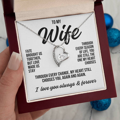 To My Wife "Fate Brought Us Together" Forever Love Necklace LS048