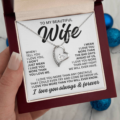 To My Beautiful Wife "When I Tell You" Forever Love Necklace LS083