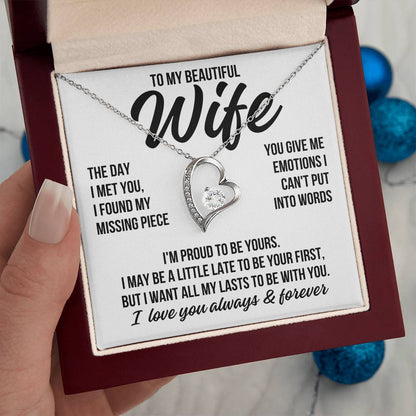 To My Beautiful Wife "The Day I Met You" Forever Love Necklace LS079