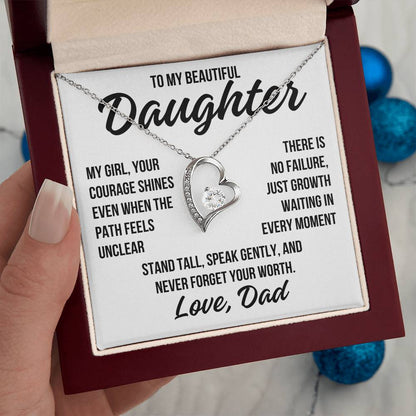 To My Beautiful Daughter "Your Courage Shines..." Forever Love Necklace LS073