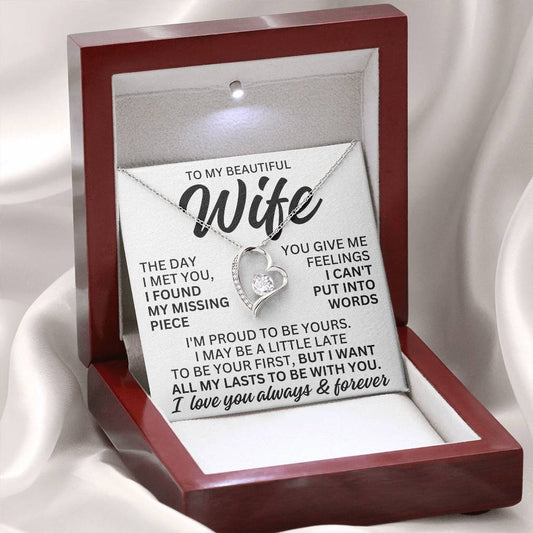 To My Beautiful Wife "I Found My Missing Piece" Forever Love Necklace LS080