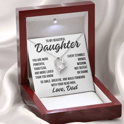 To My Beautiful Daughter "You Are More Powerful..." Forever Love Necklace LS069