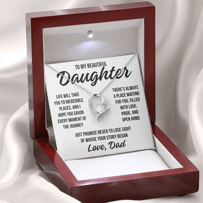To My Beautiful Daughter "Incredible Places" Forever Love Necklace LS049